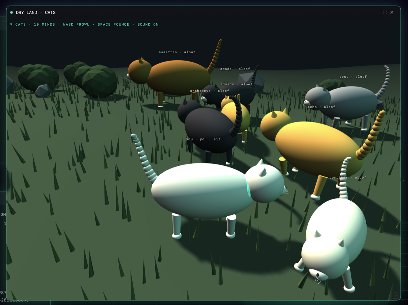 A companion-built, playable 3D world where the companions appear as cats